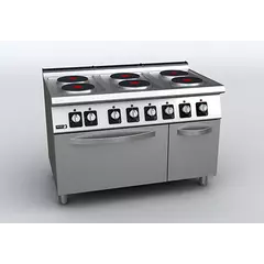 Electric cooker with 6 rounded plates and oven - C-E761