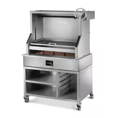 Open grill with refractory brick base