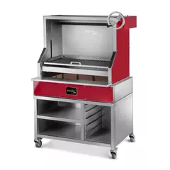 Open grill with refractory brick base
