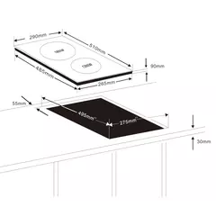 Dual vertical induction hob 69033