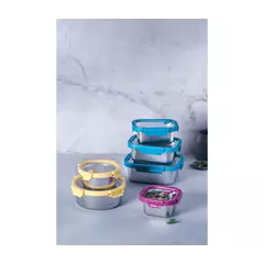 18/10 stainless steel thermos food container with glass airtight lid, suitable for microwave ovens | Tirol.bg