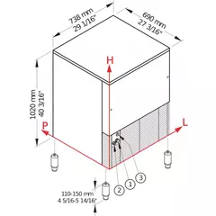 Ice Maker dimensions TB 1405A HC - Ice Pebbles | Tirol.bg