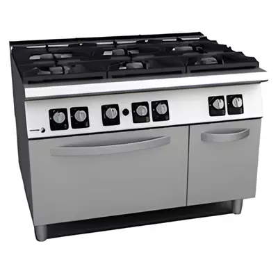 Газова печка с 6 горелки (различна мощност) и газова фурна GN 2/1- C-G961