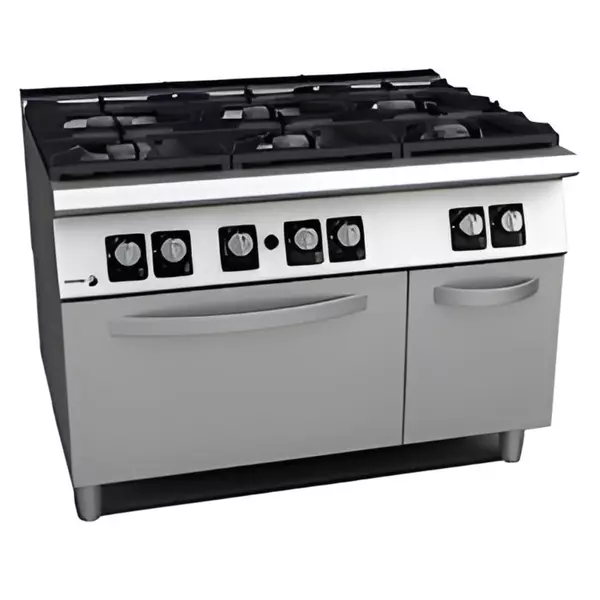 Gas cooker with 6 burners (different power) and gas oven GN 2/1- C-G961