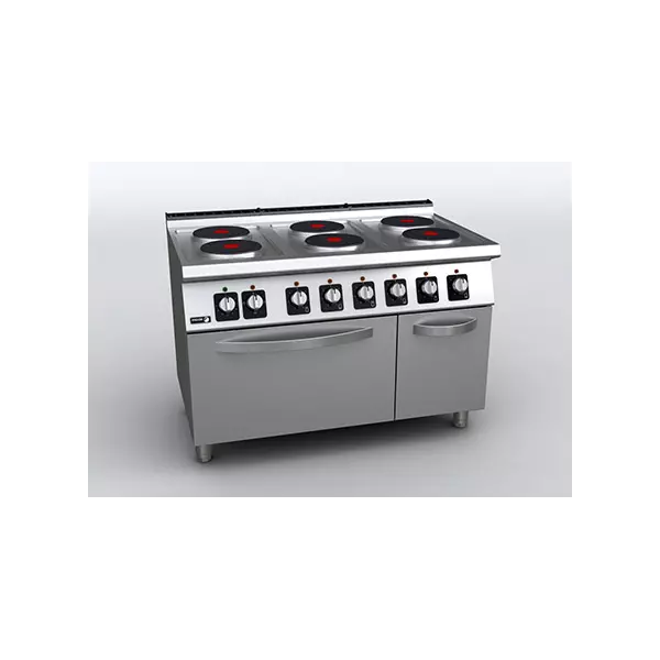 Electric cooker with 6 rounded plates and oven - C-E761