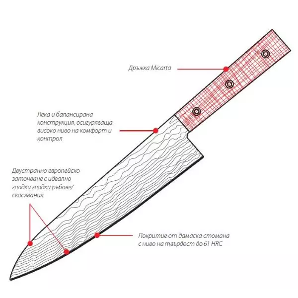 Professional universal knife (15cm) DAMASCUS 67 SAMURA