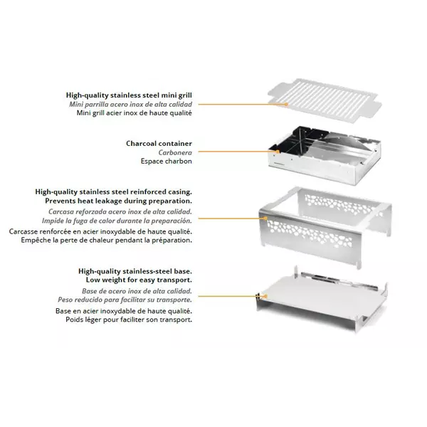 Tabletop barbecue stainless steel PUJADAS GRILL P85200