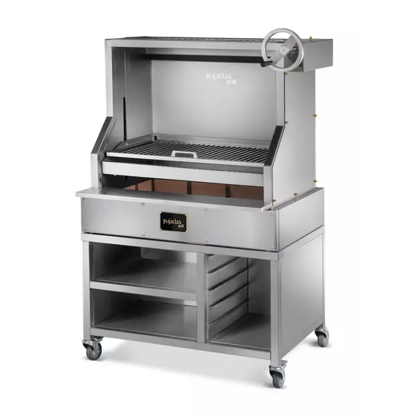 Open grill with refractory brick base