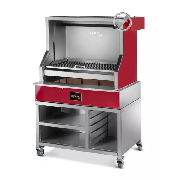 Open grill with refractory brick base