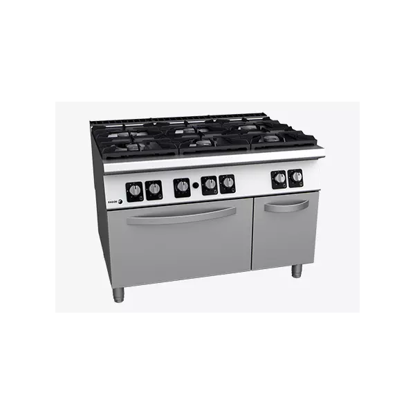 Gas cooker with 6 burners (different power) and gas oven GN 2/1- C-G961