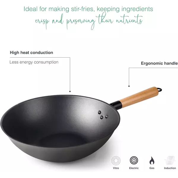 Wok (Ø28/Ø32) Non-stick coating - Rustic