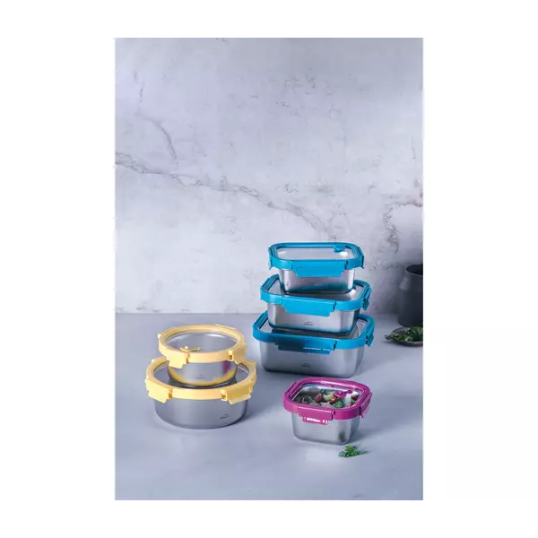 18/10 stainless steel thermos food container with glass airtight lid, suitable for microwave ovens | Tirol.bg