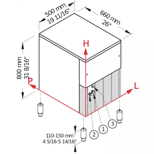Ледогенератор GB 903 HC - ICE FLAKES dimensions | Tirol.bg