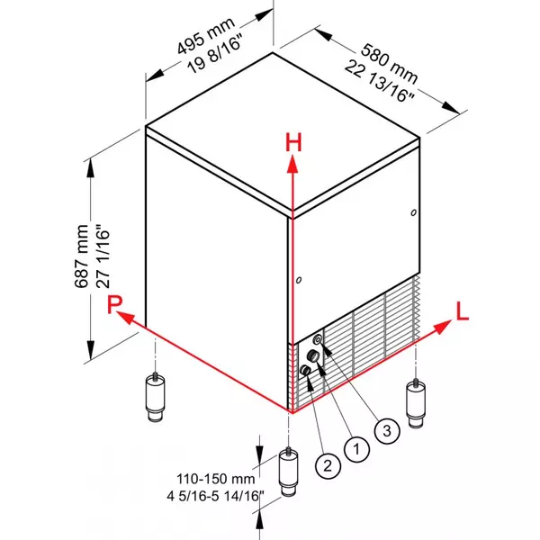 Ледогенератор IMF 35 HC - ICE FINGER Dimensions | Tirol.bg